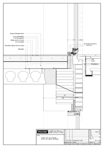 Lodret snit ved etagedæk, VELFAC 200 ENERGY skydedør, 24mm bundkarm